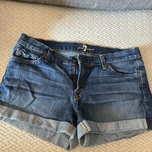 7 For All Mankind Women's Dark Blue Jean Shorts